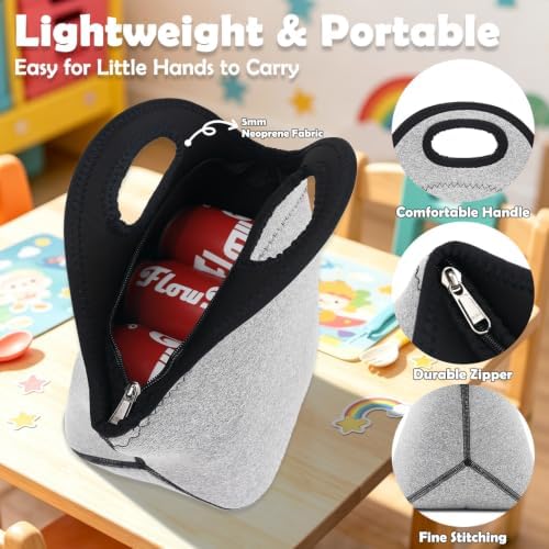 FlowFly Neoprene kids Lunch box Insulated Soft Bag Mini Cooler Thermal Meal Tote Kit for Boys, Girls,Men,Women,School,Work, Office, Grey