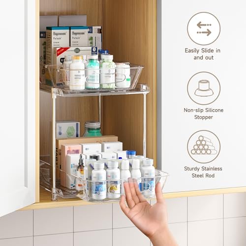 Sevenblue 4-Pack 2-Tier Under Sink Organizer with Pull Out Drawers