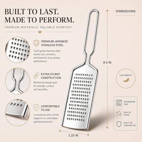 HIC Kitchen Handy Grater Zester, Japanese 420J2 Stainless Steel