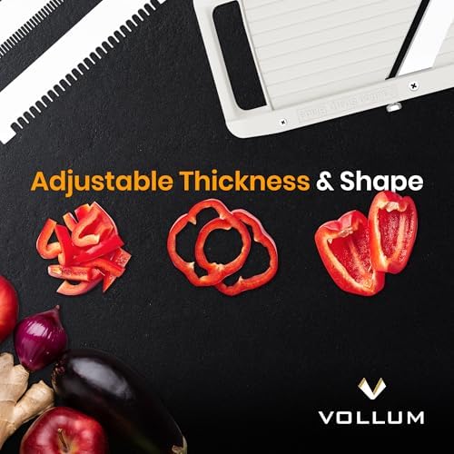 Vollum Wide Japanese Mandoline Slicer for Kitchen – Professional Slicer Vegetable Cutter with Interchangeable Stainless Steel Blades – Food Manual Slicer Handheld Mandoline Slicer