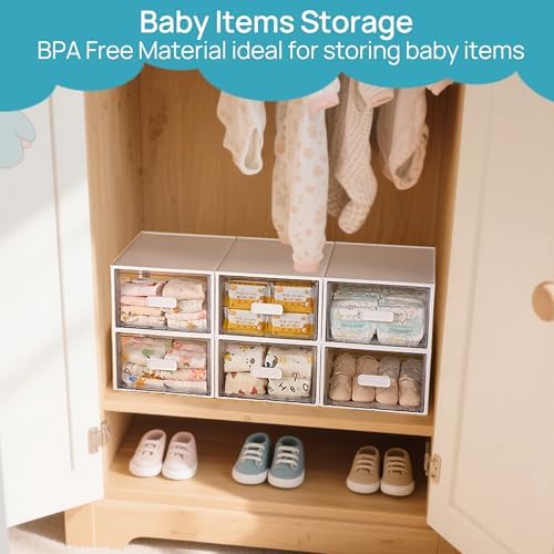 Vtopmart 4 Pack White Stackable Storage Drawers 15QT