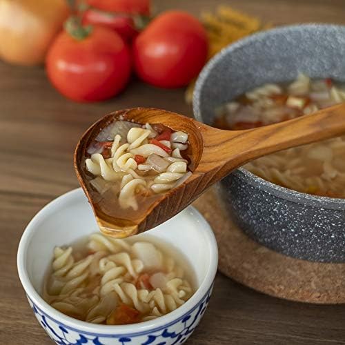 FAAY Duck's Tail Ladle - Eco Friendly Teak Wood Kitchen Tool, Hand Carved Unique Grain Server Gravy Ladle