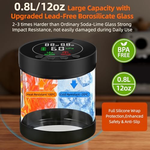 Automatic Vacuum Coffee Canister, 0.8L Coffee Container with LED Display
