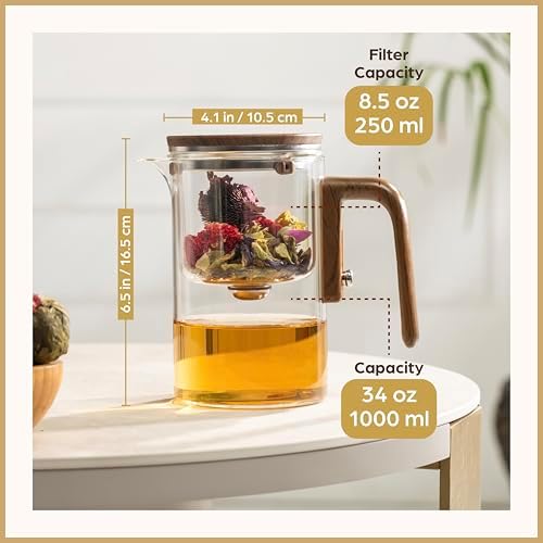 Magic Teapot with Infuser - Loose Leaf Tea Steeper - 34 oz
