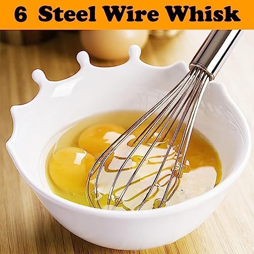 Polly Online Stainless Steel Whisk Set, 3 Packs Balloon Whisk for Cooking, Whisking, Blending (8",10",12")