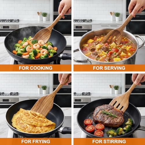 Acacia Wood Kitchen Utensils Set Non Toxic Wooden Spoon for Cooking Spatula