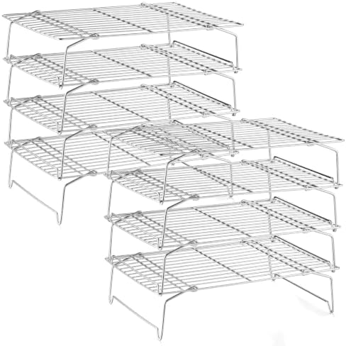 LIANYU 4-Tier Stackable Cooling Rack for Cooking & Baking, 10"x15", 2 Pack