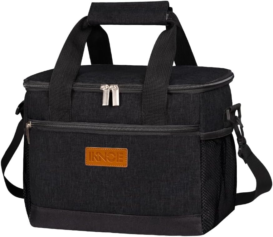 iknoe Insulated Lunch Bag, Foldable 8.5L Cooler Bag for Men & Women, Lunch Box