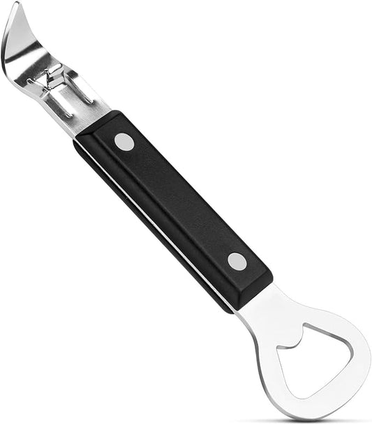 2-in-1 Can Punch Opener & Bottle Opener, Stainless Steel, Non-Slip Handle, Compact 6.1", For Traditional Cans (No Pull-Tab) & Pry-Off Bottle Caps