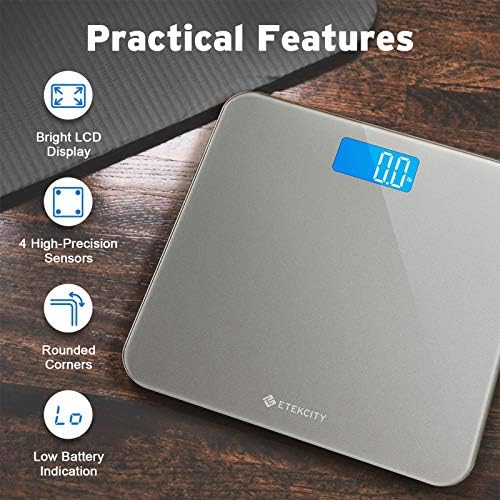 Etekcity Digital Bathroom Scale for Body Weight, Tempered Glass, 400 lbs