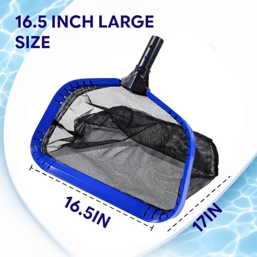Professional Pool Skimmer Net, Heavy Duty Deep Fine Nylon Mesh Bag Leaf Skimmer with Aluminum Frame, Fast Debris Cleaning for Inground & Above Ground Pools and Ponds, No Pole