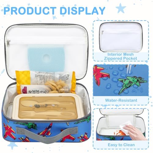 FlowFly Kids Lunch box Insulated Soft Bag Mini Cooler Back to School Thermal Meal Tote Kit for Girls, Boys, Fighter
