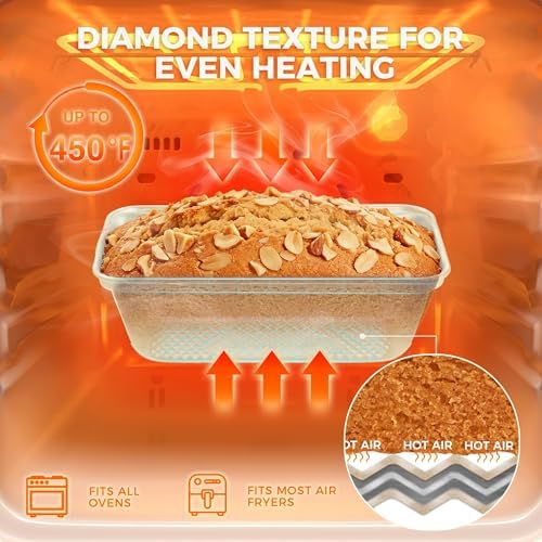 HONGBAKE 3 Pack Nonstick Mini Loaf Pans, 6 x 3.3 x 2 Inch Small Bread Pans for Homemade Bread, Tiny Banana Baking Tins with Diamond Texture, Non-toxic Mini Meatloaf Pans Set, Creamy