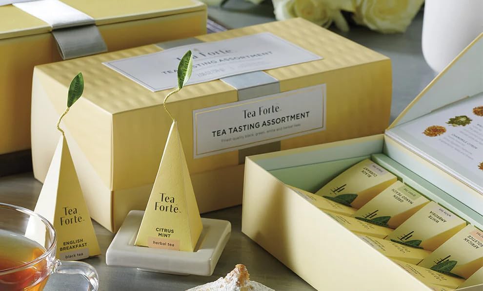 Tea Forte Tea Sampler, 20 Pyramid Infuser Bags, Premium Tea Gift Set