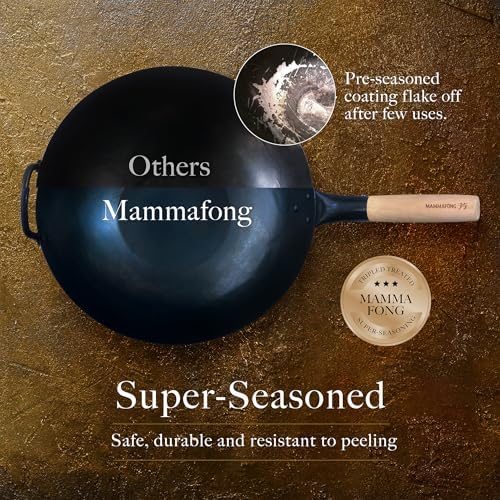 Preseasoned Flat Bottom Carbon Steel Wok (12 inch Preseasoned Flat Bottom Pow Wok)