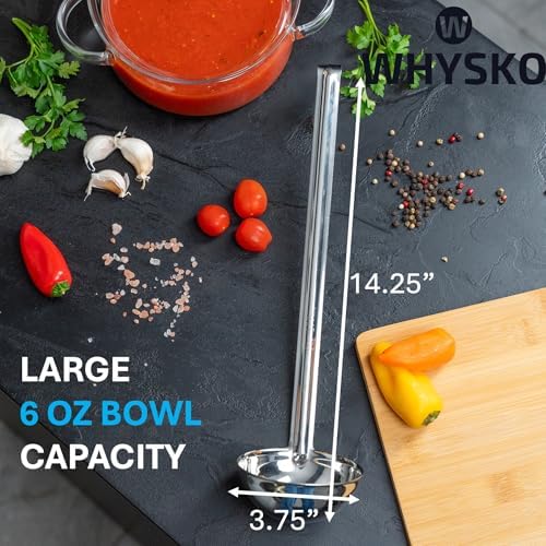Stainless Steel Soup Ladle, 4 oz Metal Serving Spoon, Heat Resistant