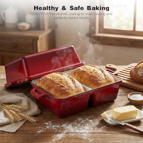 Double Dutch Oven for Sourdough Bread Baking, Enameled Cast Iron Dutch Oven