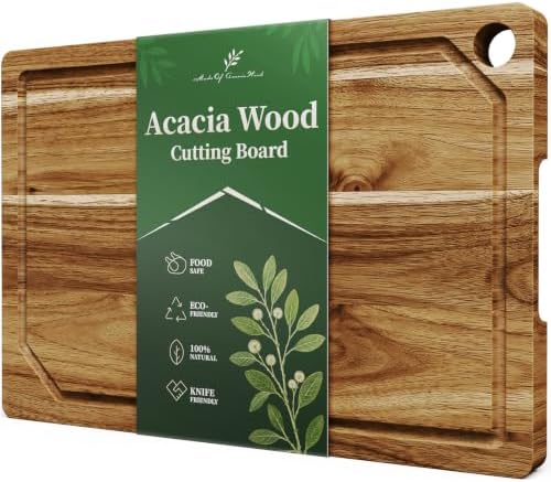 Kitsure Acacia Wood Cutting Board for Kitchen, Large, Edge Grain