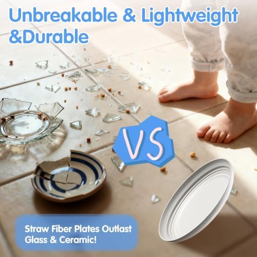 Quatish 16 PCS Reusable Plastic Plates, Dinner Plate, Plate Set, Beige