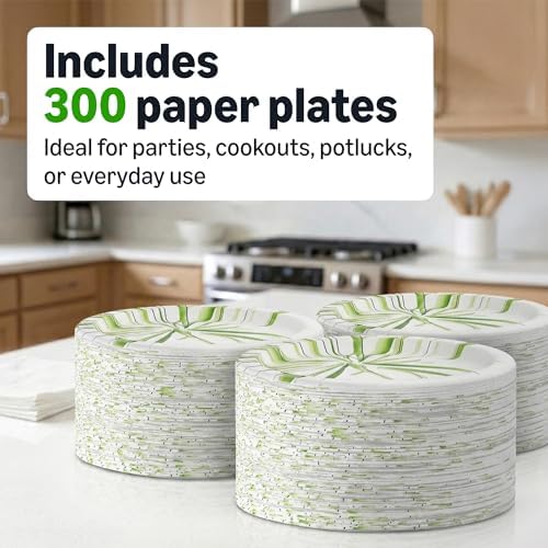 Amazon Basics Everyday Paper Plates, 8.62 Inch, Disposable, 300 Count, Packaging May Vary
