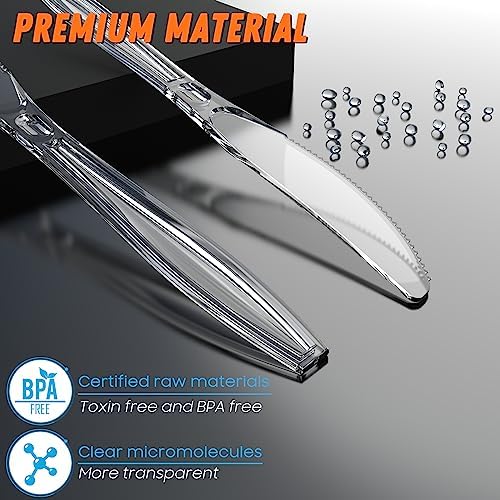 Dipoo 7.5" Clear Plastic Knives Heavy Duty, 168 Count