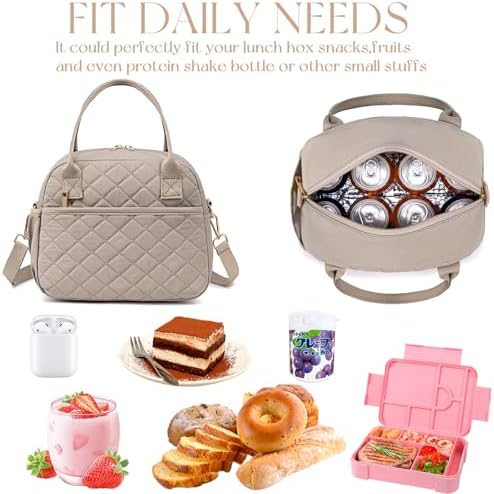 CAMTOP Lunch Box for Women Men Insulated Lunch Bag Lunch Tote Bag Leakproof Thermal Cooler Large Capacity for Travel Work School Picnic (Shoulder-Grey)
