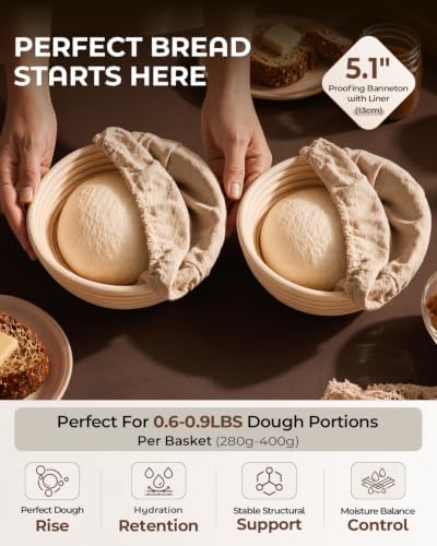 Sourdough Bread Baking Kit with Double Loaf Cast Iron Bread Pan, White