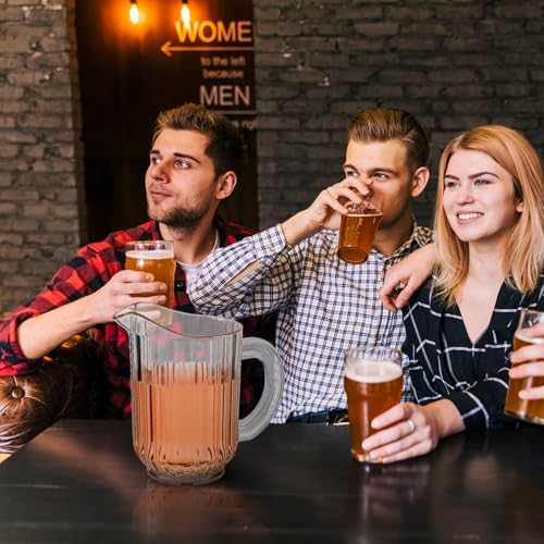 3 Pack (60 oz) Plastic Pitcher Unbreakable Jug,Restaurant-Grade Polycarbonate Beverage Dispenser with Pour Spout, Beer Jar Clear Carafe, Dishwasher