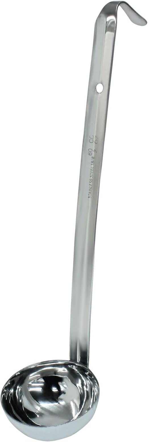 1Pc 2 oz Ladle, Stainless Steel Ladle Long Handle with Hook, Metal for Sauces, Soup