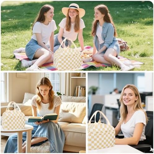 Cotton Quilted Insulated Lunch Bag, Reusable Quilted Floral Lunch Tote Bags