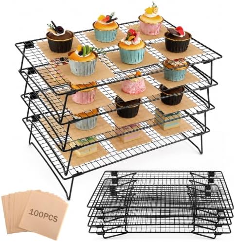 4 Pack Stackable Cooling Racks for Cooking and Baking 17"x11" Roasting Rack