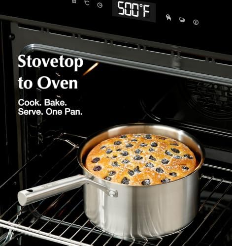 KOCH SYSTEME CS 4QT Stainless Steel Saucepan with Lid, Large Sauce Pan