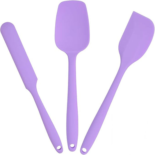 Spatulas Silicone Heat Resistant, Rubber Spatula Food Grade, Handle with Ergonomic Grip Kitchen Utensils Set,Nonstick Silicona Cooking Utensils Set for Cooking and Mixing 3Pacs Purple