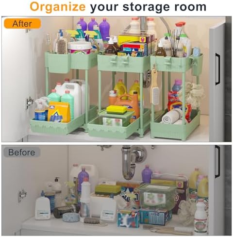 Sevenblue 3-Pack 2-Tier Under Sink Organizers with Sliding Drawers