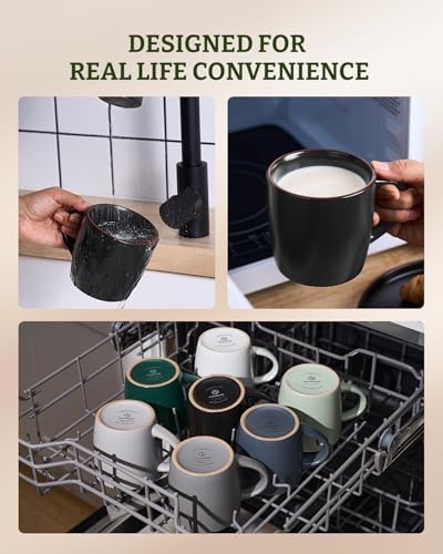 famiware Mercury Coffee Mugs 13 oz, Coffee Mugs Set of 8 with Handle