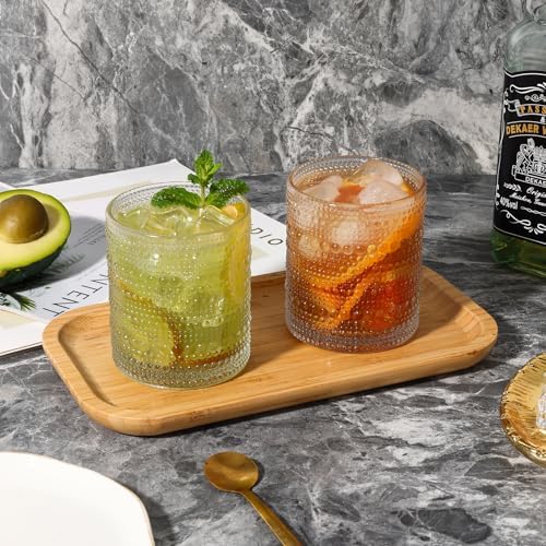 Moretoes Cocktail Glasses10 OZ Hobnail Drinking Glasses Set of 6