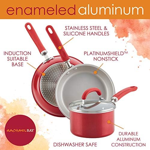Rachael Ray Create Delicious Aluminum Nonstick Steam Set, 3-Quart, Red Shimmer