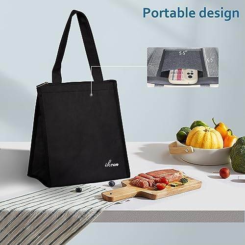 iknoe 9L Insulated Lunch Bag for Men & Women, Leak-Resistant Plainblack