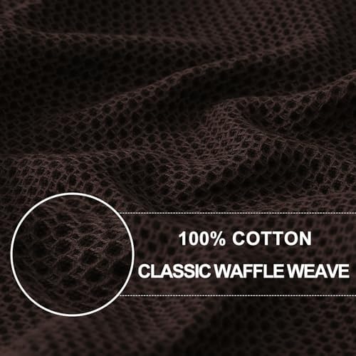 Homaxy 100% Cotton Waffle Weave Kitchen Dish Towels 4-Pack, Dark Brown