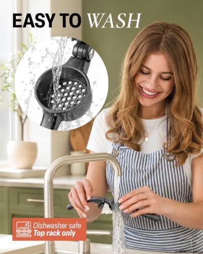 Zulay Kitchen Premium Garlic Press Set - Rust Proof Professional Garlic Mincer Tool - Easy-Squeeze, Easy-Clean with Soft, Ergonomic Handle - Silicone Garlic Peeler & Brush-Dark Gray