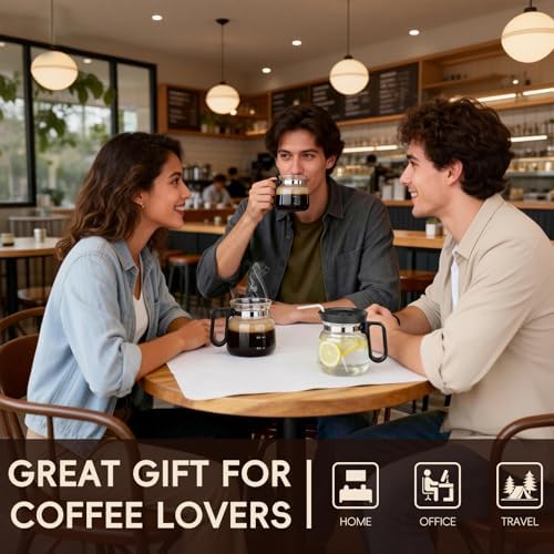 16 Oz Coffee Pot Mug,Mini Coffee Pot Cup,with Spill Proof Lid Heatproof Glass Mug Large Capacity ideal Gift for Coffee Lovers (1pcs)