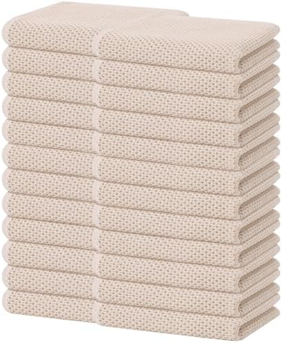Homaxy 100% Cotton Waffle Weave Kitchen Dish Towels 24-Pack, Beige