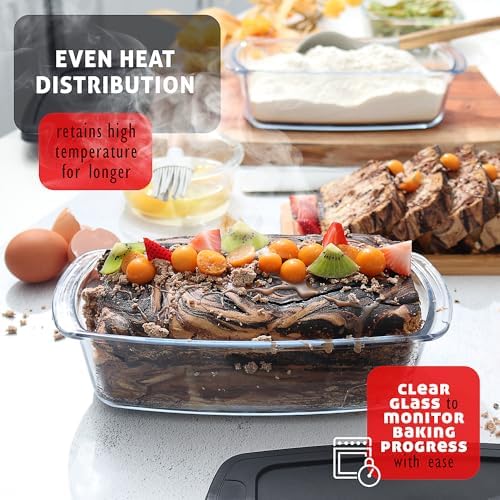 Nestl Set of 6 Glass Bread Loaf Pans for Baking Bread Glass Food Storage Containers with Lids, Glass Baking Dishes for Oven, Pound Cake Pan 1.9 Quart