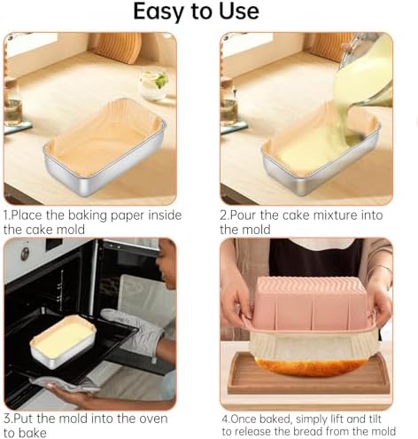 100 Pcs Loaf Pan Liners for Baking Bread 9x5 Inch, Non-Stick Pre Formed Parchment Paper for Bread Pan, Ideal Disposable Loaf Breads Liners for Baking Toast, Cakes, Banana Breads, Brown