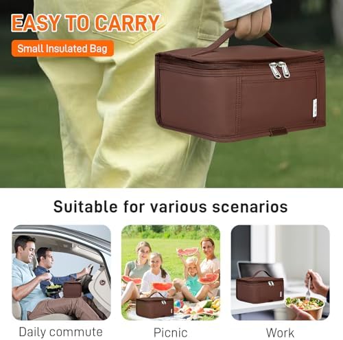 NOL Small Lunch Bag Mini Lunch Box Insulated Lunch Bag for Men/Women Leakproof Cooler Tote Bag Lightweight Nylon Waterproof Lunch Box For Work, Coffee