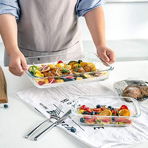 M MCIRCO 8 Piece Deep Glass Baking Dish with Lids, BPA free, Red