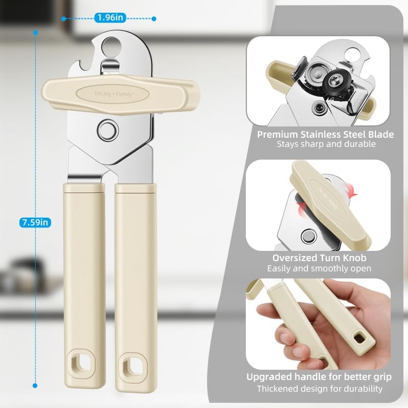 Can Opener Manual, Reinforced Blade, Effortless Knob, Non-Stick (Banana)