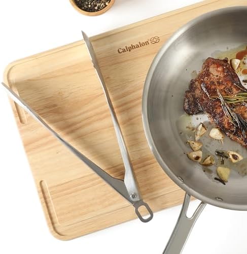 Calphalon Prime Stainless Steel Kitchen Tongs, Heavy-Gauge Heat-Resistant Locking Tongs for Grilling, Cooking & Serving, Weighted Handle for Control
