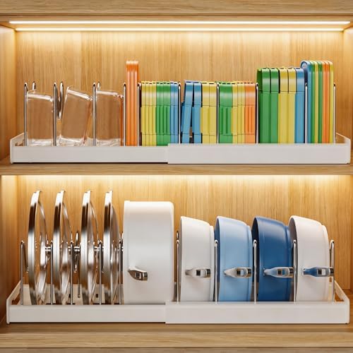 Nigelia 22" Expandable Pots and Pans Lid Organizer Under Cabinet (2 Pack)
