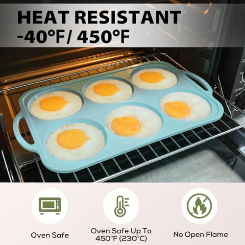 Nonstick Silicone Muffin Top Pan: 4 Inch Jumbo Silicone Egg Molds Frame
